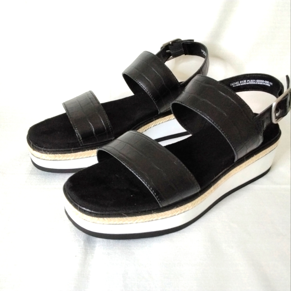Baretraps Womens Sz 8.5 black platform chunky sandals tachel shoes